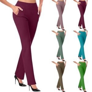 ‎womens Women AG Women's Stretchy Straight Dress Pants with Pockets Tall Petite Regular for Work Business Yoga Dance Pants for Women Large