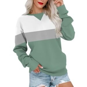 2024 Womens Oversized Graphic Crewneck Sweatshirt Long Sleeve Color Block Pullover Tops Casual Loose Shirt Fashion XX-Large ‎womens Active AG