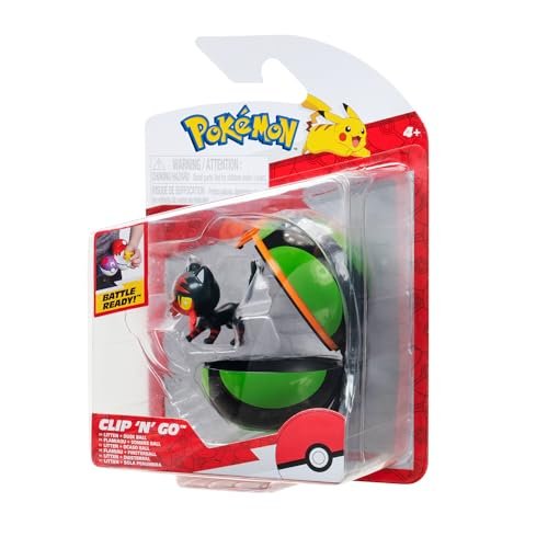 Pokemon Playsets Pokémon Clip 'N' Go Litten and Dusk Ball - Includes 2-Inch Battle Figure and Dusk Ball Accessory