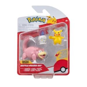 Fantastic Creatures Pokemon Pokemon Toy Figures Set - Pokemon Battle Figure 3PK: Pikachu, Litwick, Slowpoke, Mutli, PKW3056