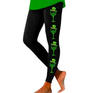 ‎womens Leggings AG St Patricks Day Leggings for Women High Waist Tummy Control Yoga Pants Casual Clover Print Workout Trendy Soft Yoga Pants Black-13