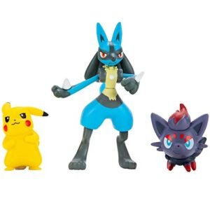 Action Figures Pokemon Pokemon Battle Figure Multipack Set - Features 2-Inch Pikachu and Zorua Figures Plus 3-inch Lucario Figure - Perfect for Any Trainer Zoura and