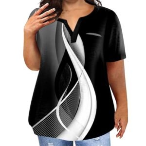 YUTANRAL Plus Size Tops for Women 2024 Summer V Neck T-Shirts Casual Loose Short Sleeve Shirts Tees with Pocket Ag-black AG ‎womens Tops, Tees & Blouses