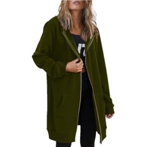 Yubnlvae Women's Fashion Hoodies & Sweatshirts Black Hoodie Zip up Long Sleeve Oversized Fleece Long Jackets with Pockets Large AG ‎womens Coats, Jackets & Vests