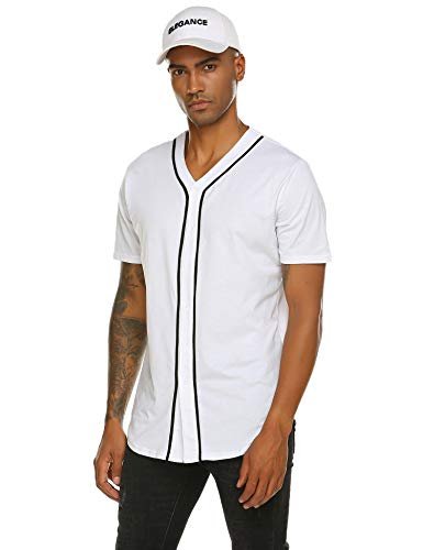 COOFANDY COOFANDY Men's Baseball Button Down Jersey Short Sleeve Hipster Hip Hop T Shirts Small mens Jerseys