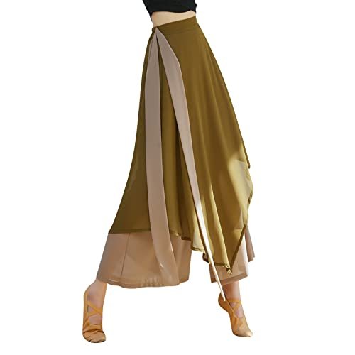 YOLAI Women's Casual Chiffon Pants Colour Blocking Dance Wide Legged Long Pants Practice Exercises Dance Training Pants Ag AG womens Active
