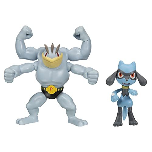 Pokemon Action Figures Pokemon Battle Figure 2 Pack Machamp & Riolu - 4.5-inch Machamp Figure, 2-inch Riolu Figure - Toys for Kids and Pokémon Fans - Amazon Exclusive Machamp an