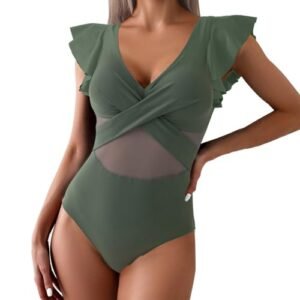 womens Swimsuits & Cover Ups AG Tummy Control Swimwear Halter One Piece Women's Conservative Printed High Waisted 1 Piece Modest Swimsuits for Women Small
