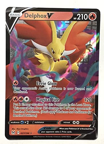Collectible Card Games Pokemon Delphox V 027/196 Lost Origin - Ultra Rare Holo Pokemon Card NM