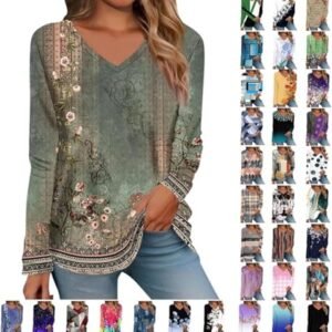 ‎womens Tops, Tees & Blouses AG SHAOBGE Women Fall Tops Trendy Boho Dressy Casual Shirt Long Sleeve Blouse Lightweight Sweatshirts Pullover Going Out Tees XX-Large