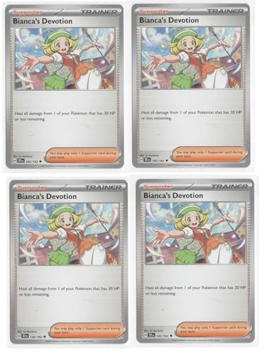 Collectible Card Games Pokemon Bianca's Devotion 142/162 Temporal Forces Pokemon Trainer Card Set x4 – Playset