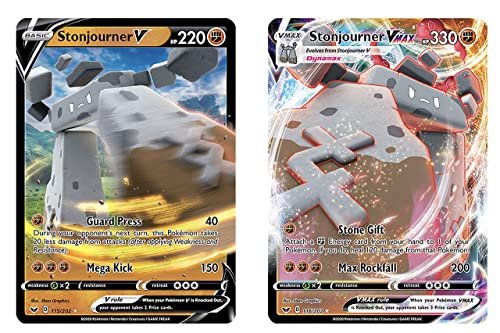 Action Figures Pokemon Stonjourner V & Vmax - Sword & Shield - Pokemon Ultra Rare Lot - 115/202 & 116/202