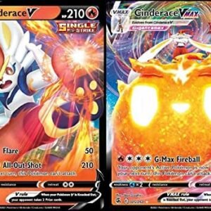 Trading Cards Pokemon Cinderace V & Vmax 045/264 - Fusion Strike - Pokemon Ultra Rare Card Lot