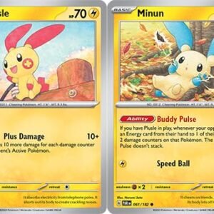 Trading Cards Pokemon Plusle & Minun Card Lot - Paradox Rift - Rare - Pokemon 2 Card Lot - 060/182 & 061/182