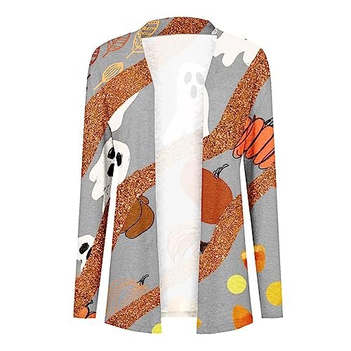 womens Sweaters AG YUTANRAL Cardigan Sweaters for Women Lightweight Funny Graphic Halloween/Christmas Shirts Open Front Long Sleeve Tops Ag-ginger