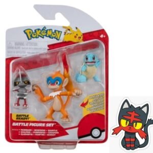 Pokemon Clip n Go Battle Feature Figure Set Multi-Pack Action Ready Pack Plus Bonus Sticker (Pawniard Monferno and Squirtle) Action Figures Pokemon