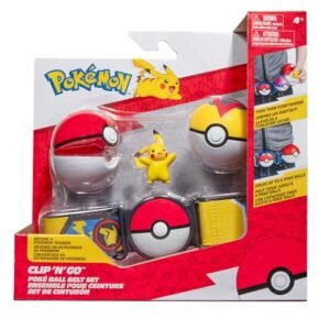Pokemon Pokémon Pikachu Clip ‘N’ Go Belt Set - 2-Inch Pikachu Battle Figure with Clip ‘N’ Go Belt Plus Poké and Level Ball Accessories Playsets