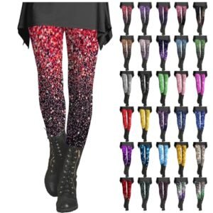 ‎womens Leggings AG Litetao Sequin Leggings Women High Waisted Stretch Sparkly Print Yoga Pants Comfy Soft Workout Tights Slim Bottoms Trousers Large
