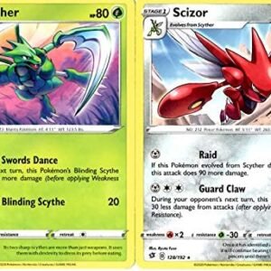 Pokemon Trading Cards Scizor 128/192 - Rebel Clash - Rare - Pokemon 2 Card Lot - Scyther