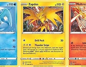Articuno - Zapdos - Moltres - Pokemon Legendary 3 Card Lot - 036/195-048/185-021/172 - Silver Tempest Pokemon Collectible Card Games