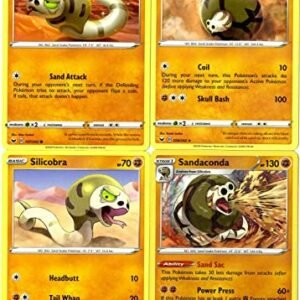 Pokemon Sandaconda 110/202 & 109/202 - Sword & Shield - Pokemon Evolution 4 Card Lot - Rare Stage 1 Trading Cards