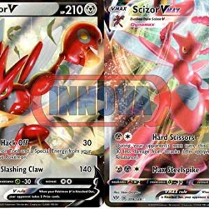 Pokemon Trading Cards Scizor V & Vmax - Darkness Ablaze - Pokemon Ultra Rare Lot - 119/189 & 118/189