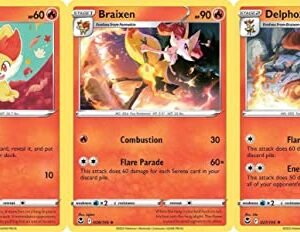 Pokemon Action Figures Delphox 27/195- Silver Tempest - Pokemon Evolution Card Set - Rare 3 Card Lot