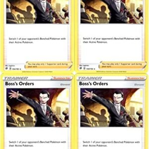 Trading Cards Pokemon Boss's Orders 154/192 - Rebel Clash - Non Holo Card Lot x4 - Pokemon Trainer Set