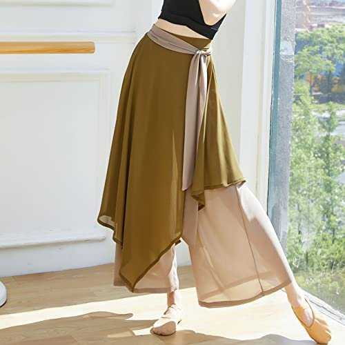 YOLAI Women's Casual Chiffon Pants Colour Blocking Dance Wide Legged Long Pants Practice Exercises Dance Training Pants Ag AG womens Active