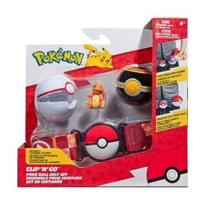 Pokemon Pokémon Clip ‘N’ Go Belt Set - 2-Inch Charmander Battle Figure with Clip ‘N’ Go Belt Plus Luxury Ball and Pokéball Accessories Lucury Ba Action Figures