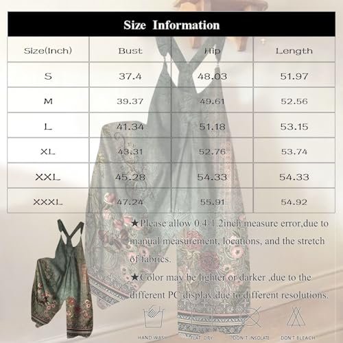womens Jumpsuits, Rompers & Overalls AG Y2k Clothes,Jumpsuits for Women Casual Dressy Summer Outfits 2024 Trendy Pieme Deals One Piece Wide Leg Pants Rompers Elegant Floral Boho Printed Overalls Loose FIt Womens Clothes(Ag-Dark Green,XL)