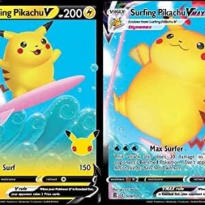Action Figures Pokemon Surfing Pikachu V & Vmax 008/025 & 009/025 - Celebrations - Pokemon Ultra Rare Lot - 25th Anniversary -
