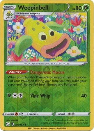 Pokemon Weepinbell - 002/163 - Uncommon - Reverse Holo - Sword & Shield - Battle Styles Collectible Card Games
