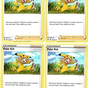 Collectible Card Games Pokemon Poke Kid - 173/202 - Sword & Shield - Pokemon Trainer Card Set - x4 Card Lot (Playset)