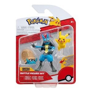 Pokémon 3 Pack-Features 2-Inch Omanyte and Pikachu, 3-Inch Battle Figure Lucario Weavile Pokemon Fantastic Creatures