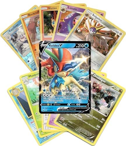 Pokemon Collectible Card Games Pokemon Cards 50 Card Assorted Lot with Guaranteed V Pokemon