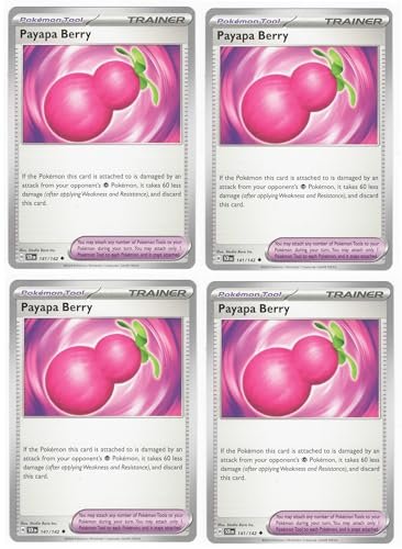 Collectible Card Games Pokemon Payapa Berry 141/142 - Stellar Crown Trainer Card Set x4 - Playset