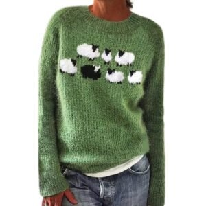 ‎womens Sweaters AG Women's Fair Isle Knitted Sweater Vintage Long Sleeve Boat Neck Retro Lightweight Pullover Top for 2024 Fall Winter Medium