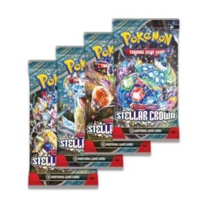 Stellar Crown Single Booster Pack – Factory Sealed – 10 Card per Pack – Artwork Will Vary Collectible Card Games Pokemon