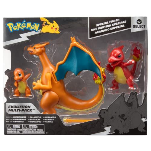 Pokémon Select Evolution 3 Pack - Features 2-Inch Charmander, 3-Inch Charmeleon and 4.5-Inch Charizard Battle Figures Pokemon Action Figures