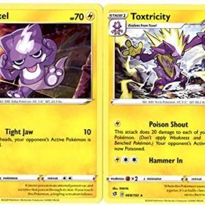 Pokemon Action Figures Pokemon Rebel Clash Evolution Set - Toxtricity 069/192 - Sword & Shield - Rare 2 Card Lot