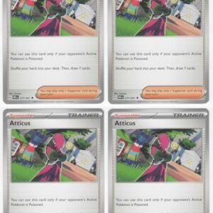 Atticus 077/091 - Paldean Fates - Pokemon Trainer Card Playset - x4 Pokemon Collectible Card Games