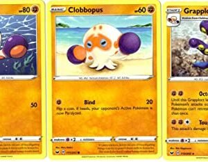 Pokemon Trading Cards Grapploct 113/202 - Sword & Shield - Pokemon Evolution Card Set - Rare 3 Card Lot