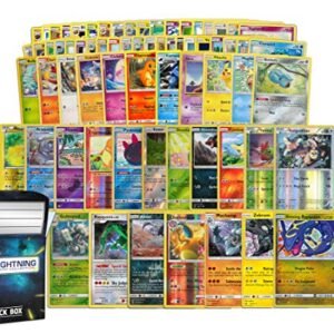 Pokemon Dedicated Deck Card Games Pokemon TCG: 100 Assorted Card Lot with Foils - Bundle with a LCC Deck Box Included