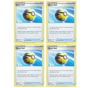 Pokemon Card - Quick Ball - Sword and Shield Base - x4 Card Lot Playset - 179/202 Uncommon Pokemon Trading Cards