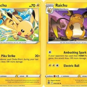Raichu 50/195 - Pikachu 049/195 - Silver Tempest - Pokemon Evolution Card Set - 2 Card Lot Trading Cards Pokemon