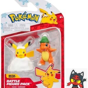Pokemon Pokemon Battle Figure Action Ready 2 Pack with Bonus Sticker (Winter Holiday Christmas Pikachu and Charmander) Fantastic Creatures