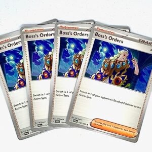 Playsets Pokemon Boss's Orders Ghetsis 172/193 - Paldea Evolved - Non Holo - Build & Battle - Pokemon Card Set - x4 Card Lot - Playset