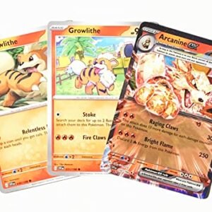 Pokemon Trading Cards Arcanine ex 032/198 Double Rare - Scarlet & Violet - Pokemon Evolution 3 Card Lot -