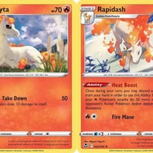 Pokemon Action Figures Rapidash 22/195- Silver Tempest - Pokemon Evolution Card Set - Rare 2 Card Lot